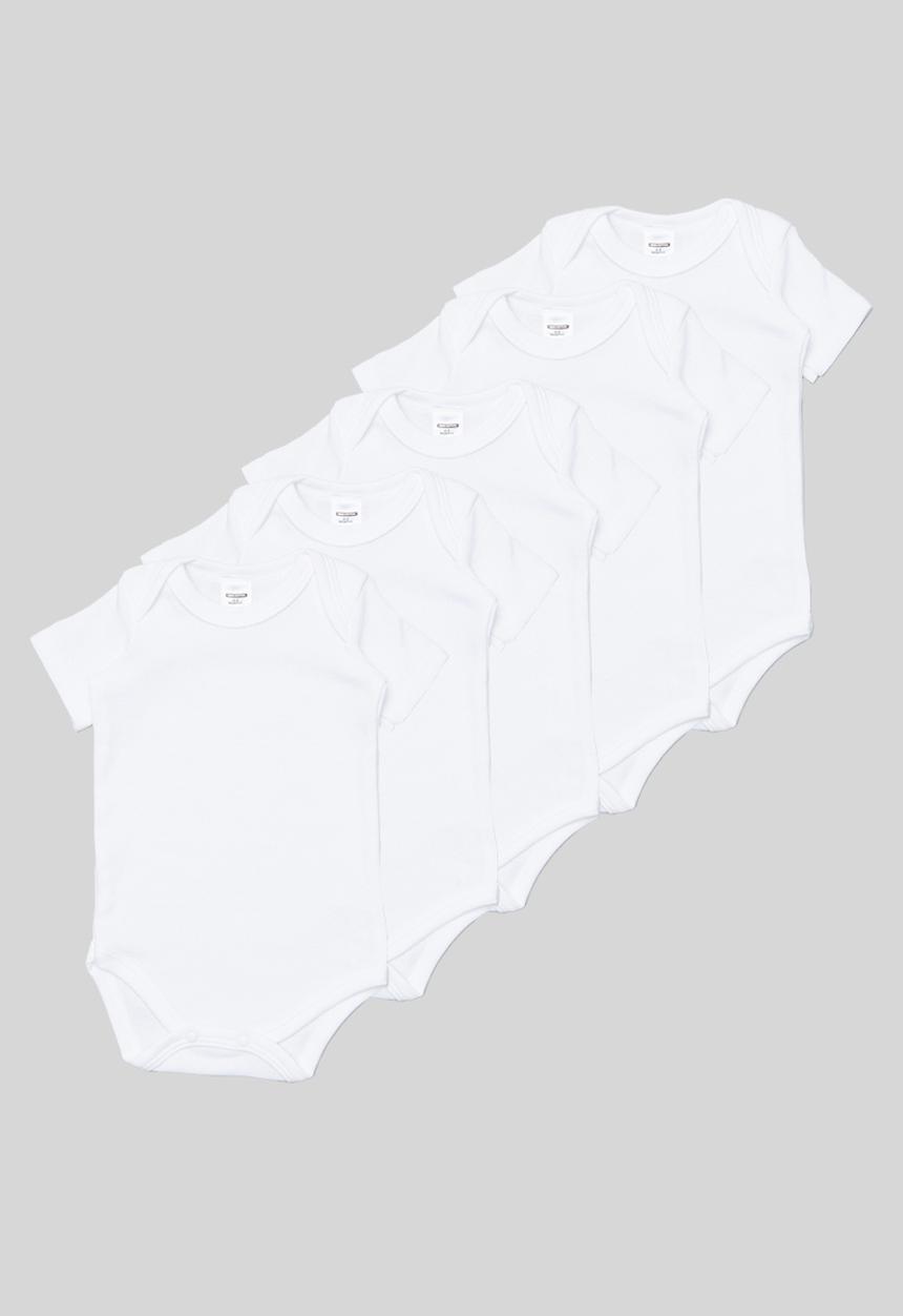 Superbalist - Baby 5 pack short sleeve vest - white