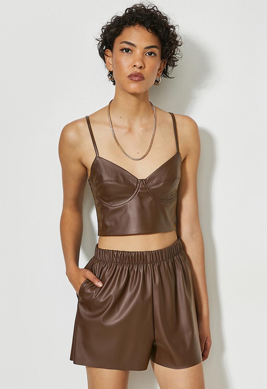 VELVET - Pu bralette - brown