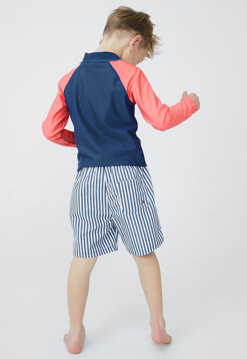 Cotton On - Flynn long sleeve raglan rash vest - petty blue/retro coral