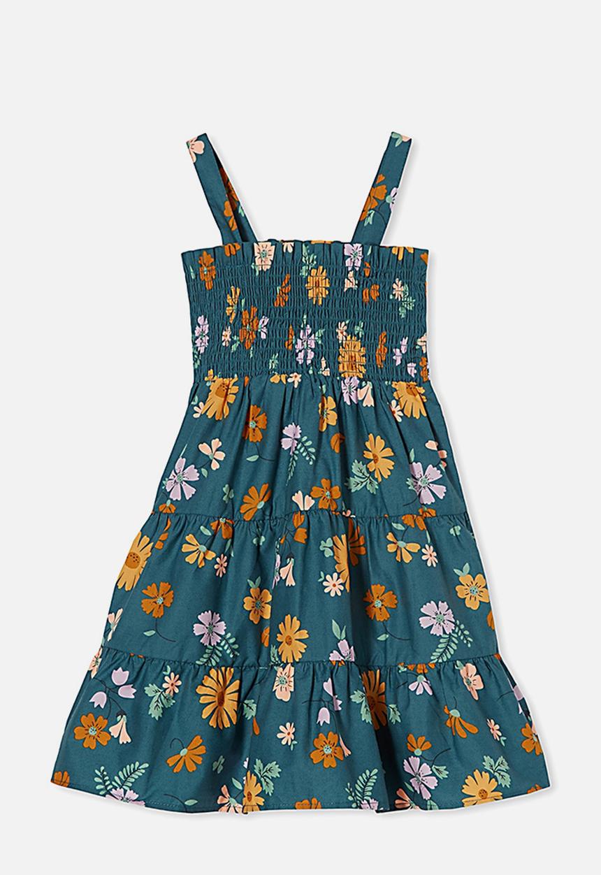 Cotton On - Mae sleeveless dress - turtle green/topenga floral