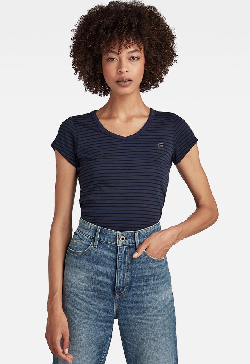 G-STAR - Eyben slim v t wmn short sleeve - sartho blue/dk black
