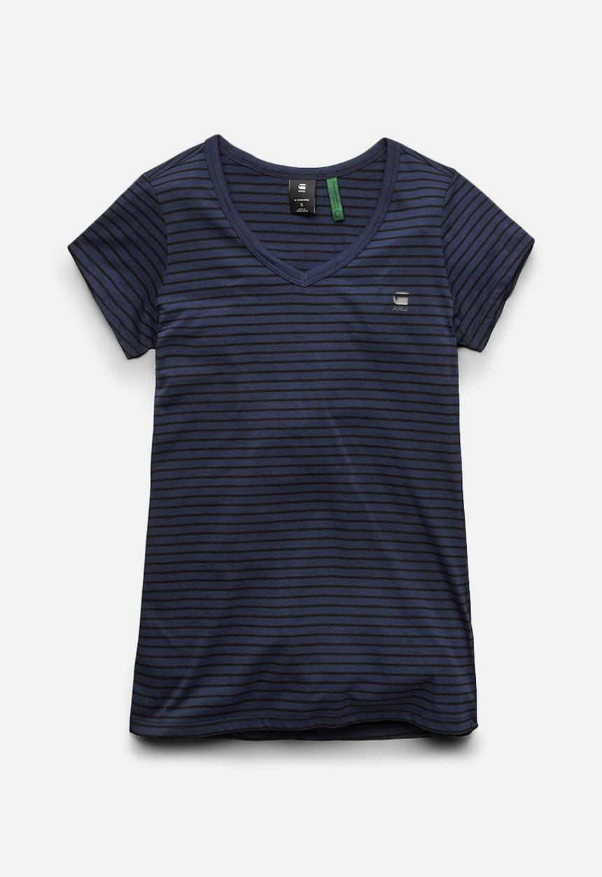 G-STAR - Eyben slim v t wmn short sleeve - sartho blue/dk black