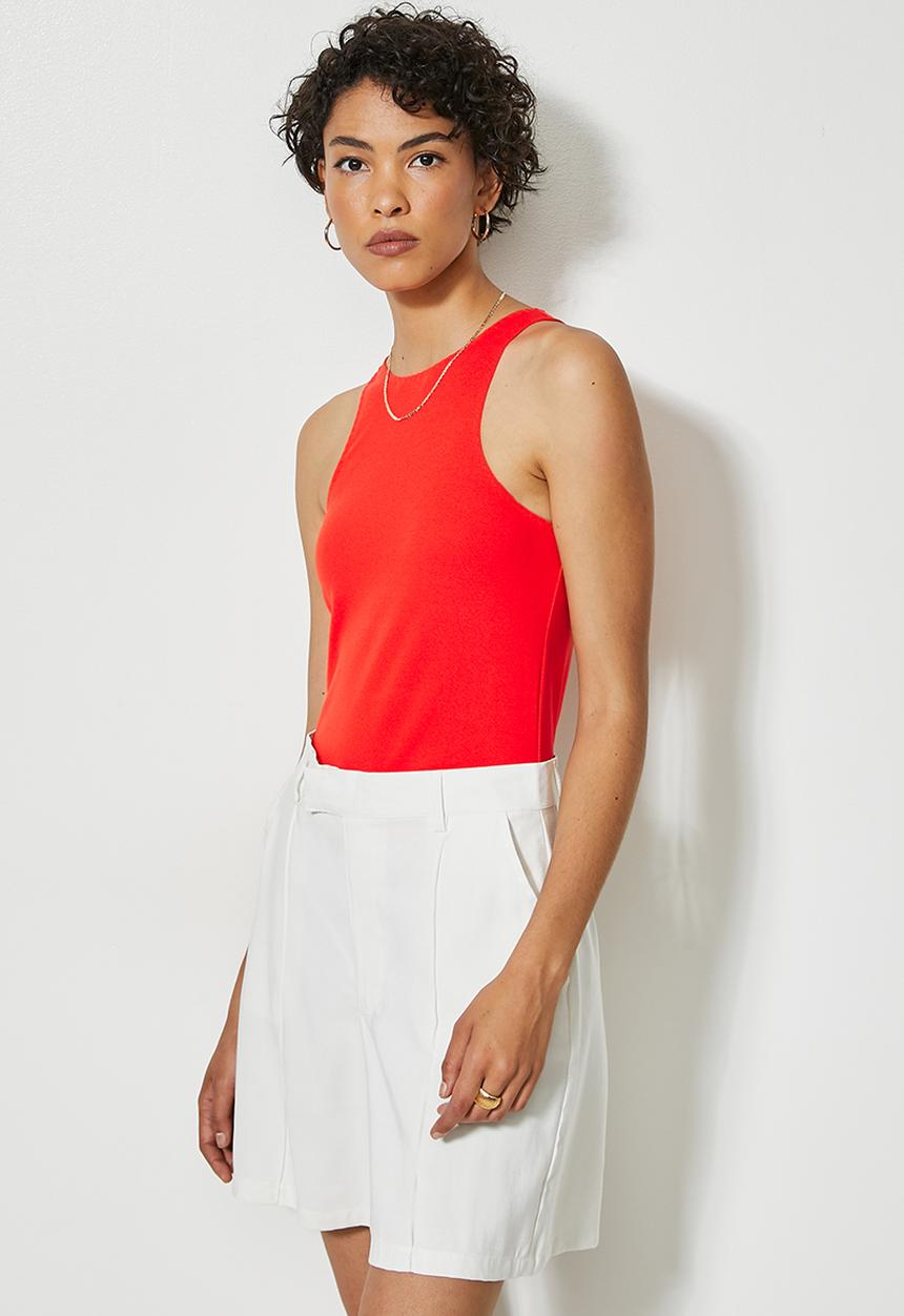 Superbalist - Crepe cutaway knit top - red tangerine