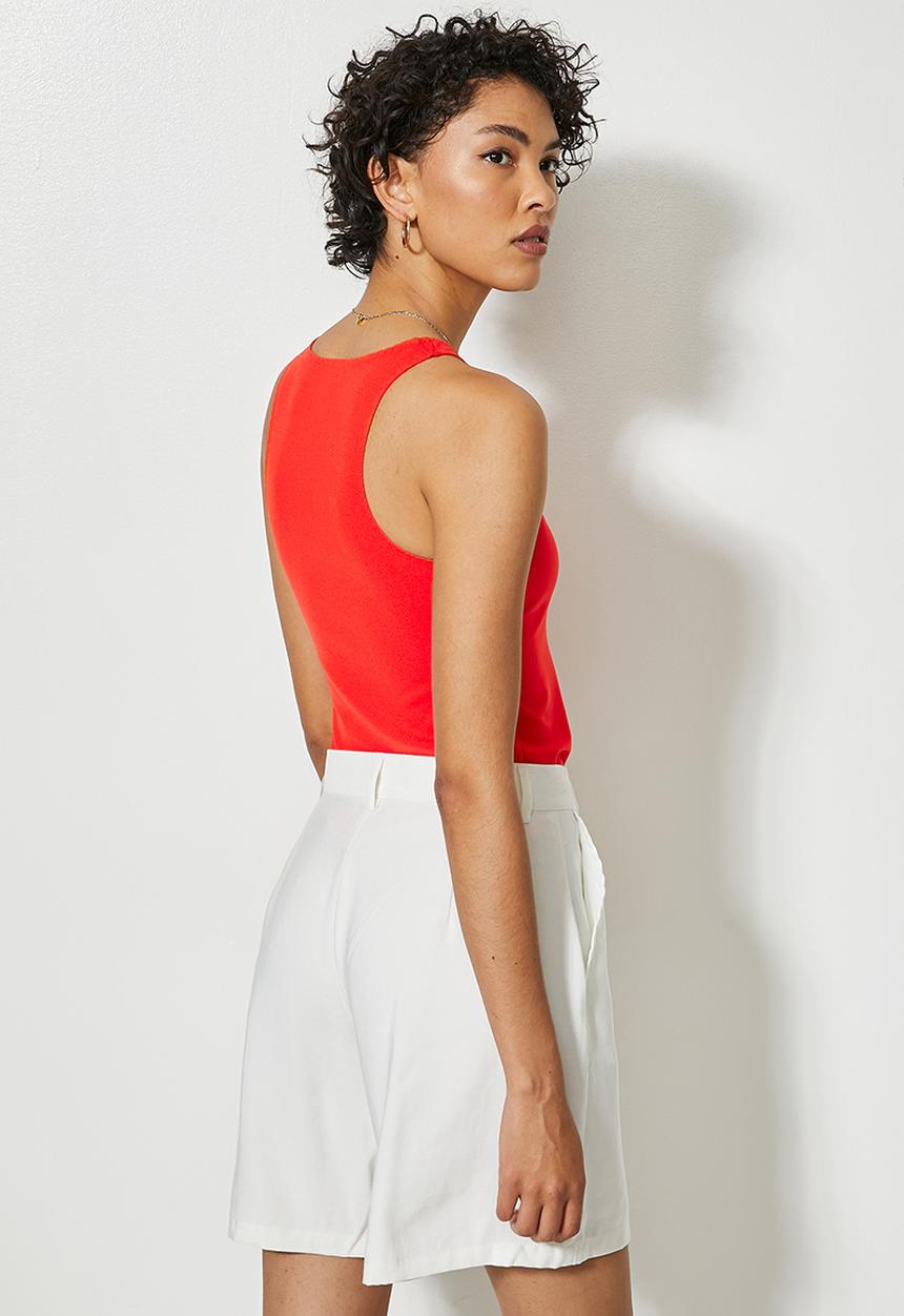 Superbalist - Crepe cutaway knit top - red tangerine