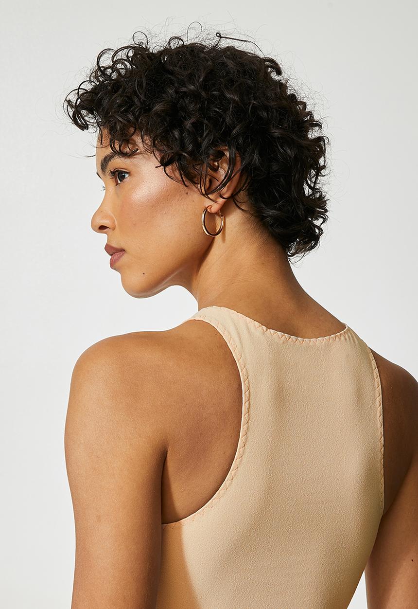 Superbalist - Crepe cutaway knit top - stone