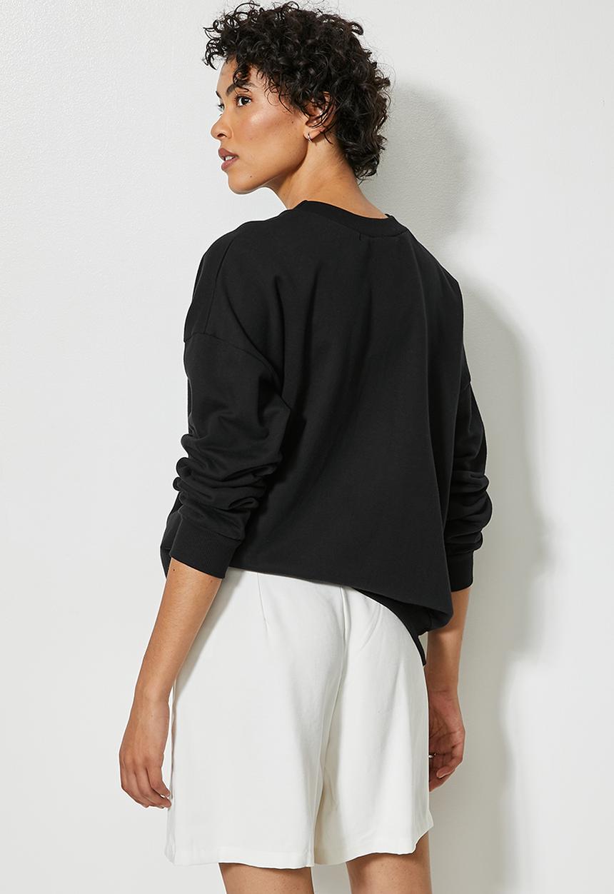 Superbalist - Graphic crew neck sweat - black