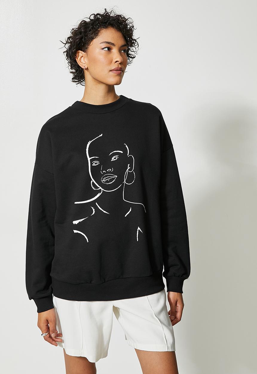 Superbalist - Graphic crew neck sweat - black