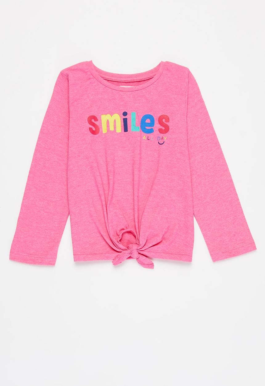 MINOTI - Girls basic smiles top - pink
