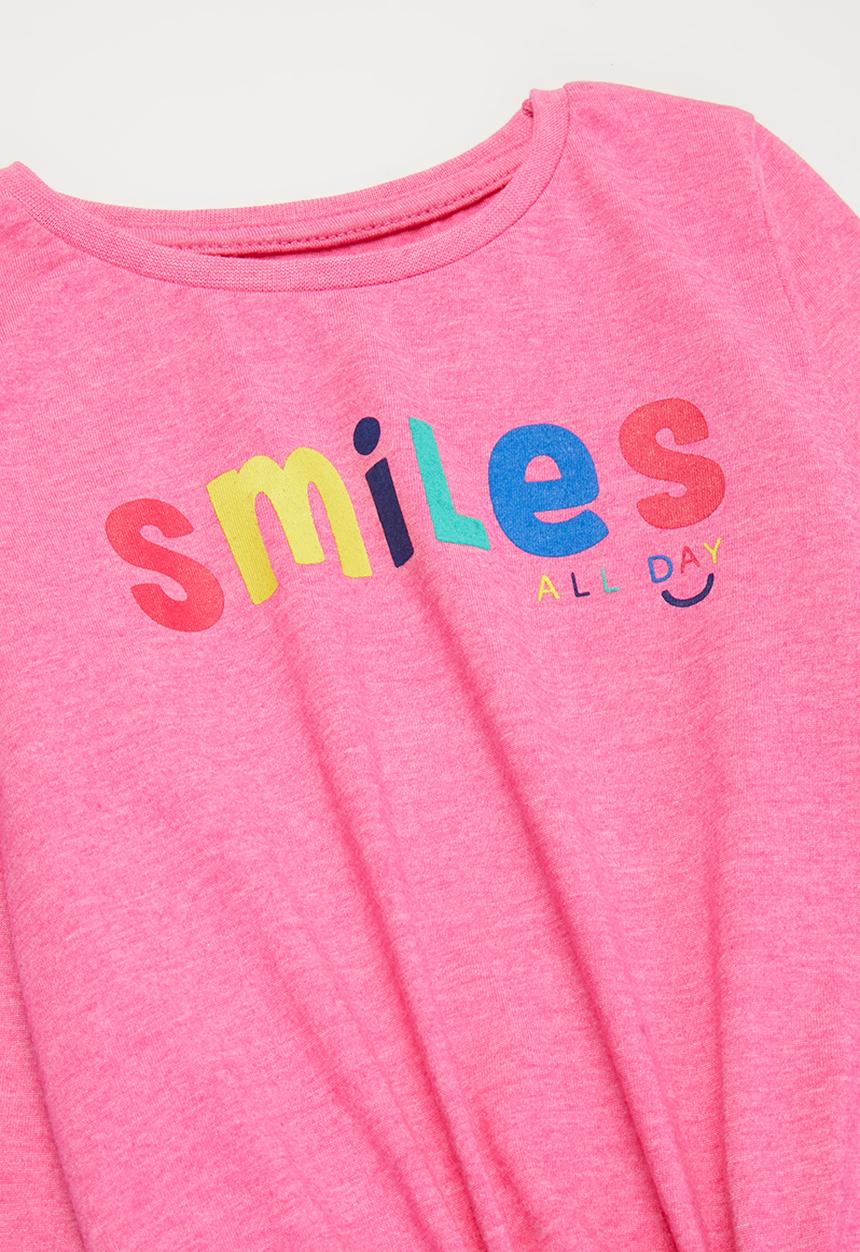 MINOTI - Girls basic smiles top - pink