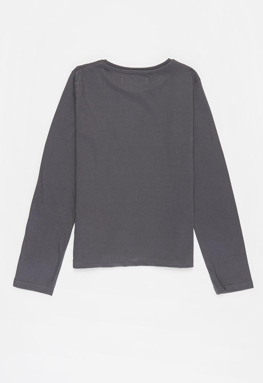 MINOTI - Girls basic rock the world top - charcoal