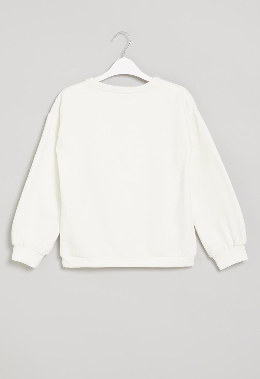 MINOTI - Girls basic wonderful fleece crew - white