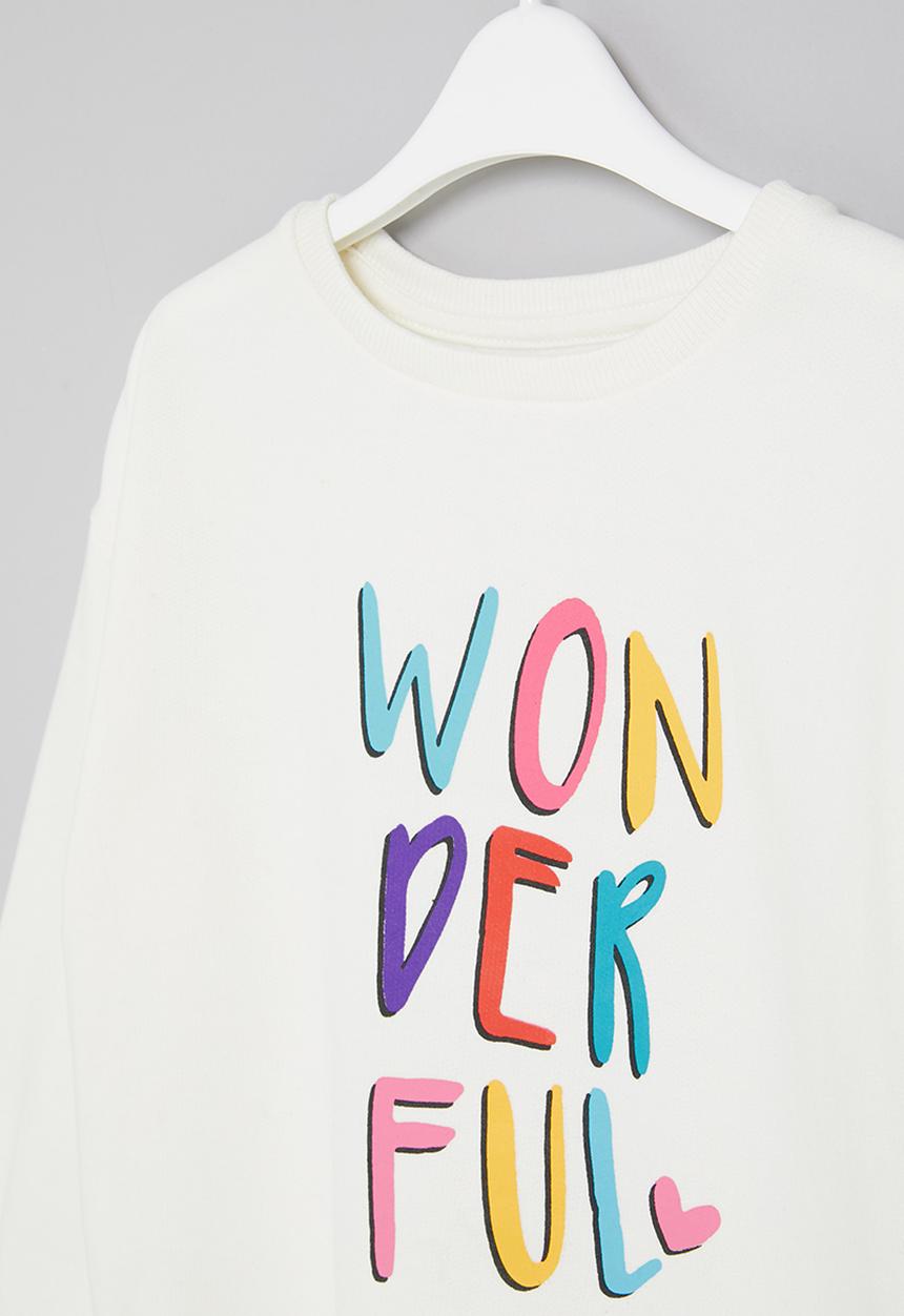 MINOTI - Girls basic wonderful fleece crew - white