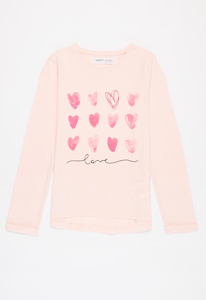 MINOTI - Girls basic hearts top - pink