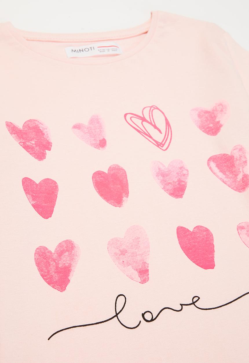 MINOTI - Girls basic hearts top - pink