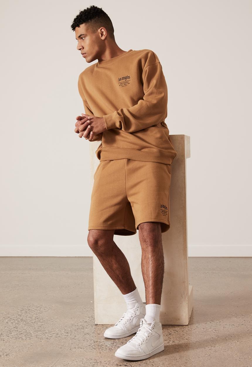 Factorie - Graphic track short - tan