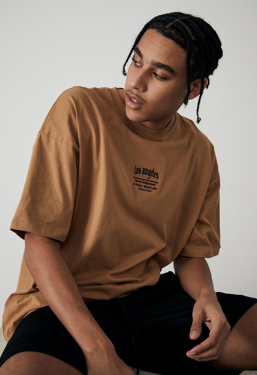 Factorie - Oversized graphic t-shirt - tan