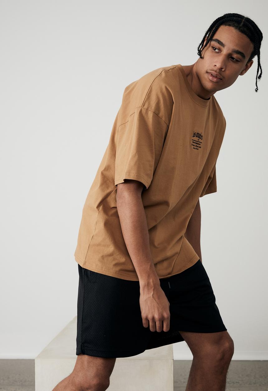 Factorie - Oversized graphic t-shirt - tan