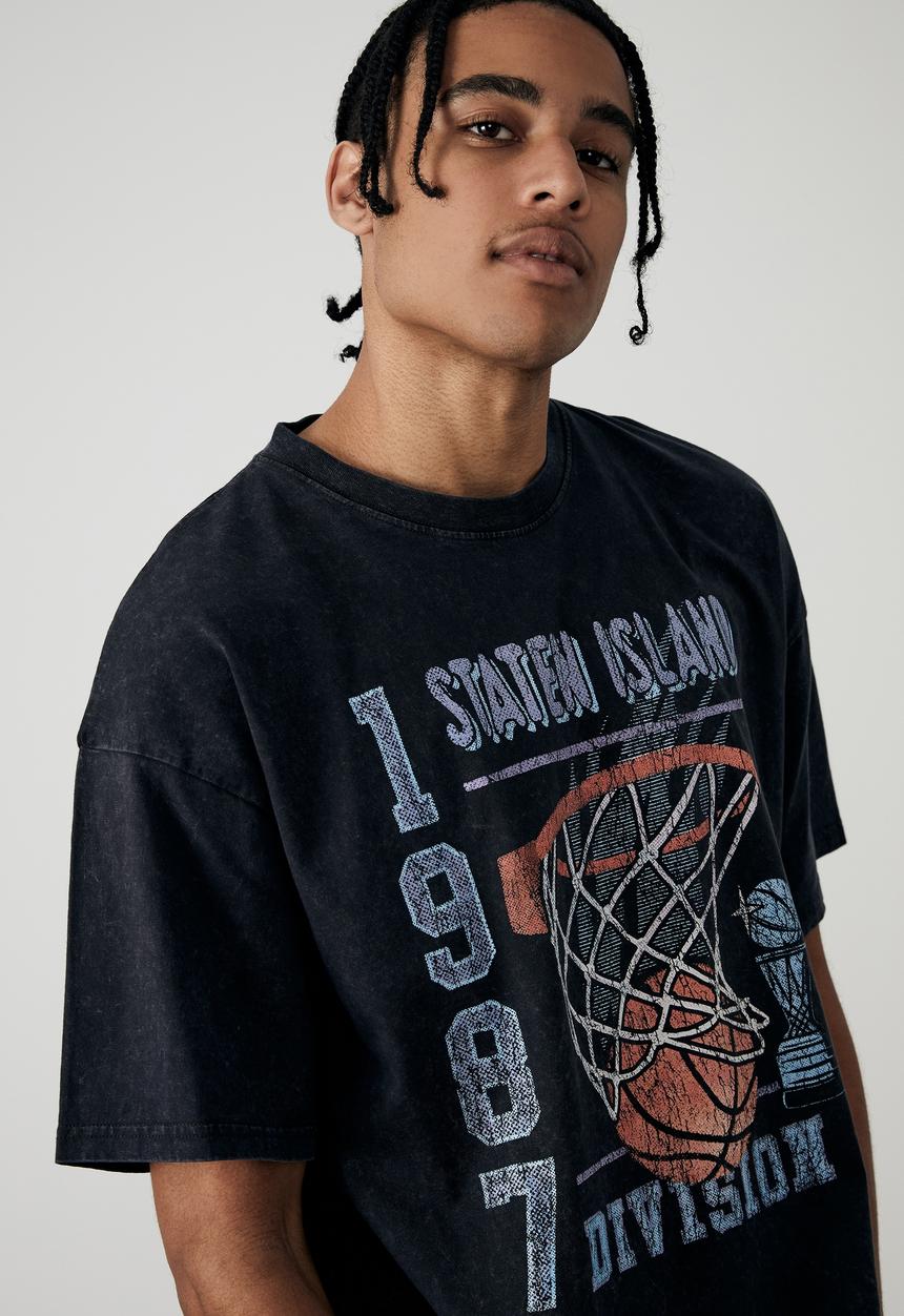 Factorie - Oversized graphic t-shirt - black