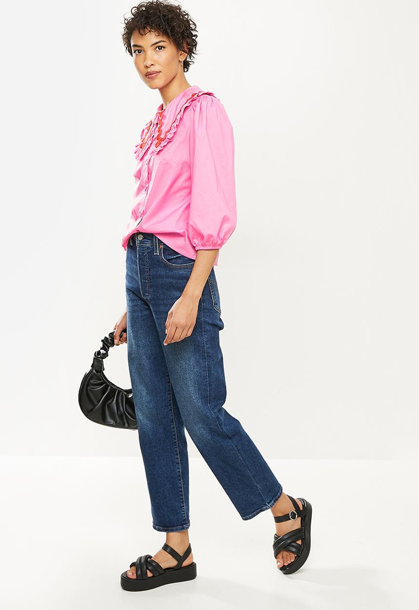 Me&B - Large collar shirt with puff sleeves - pink