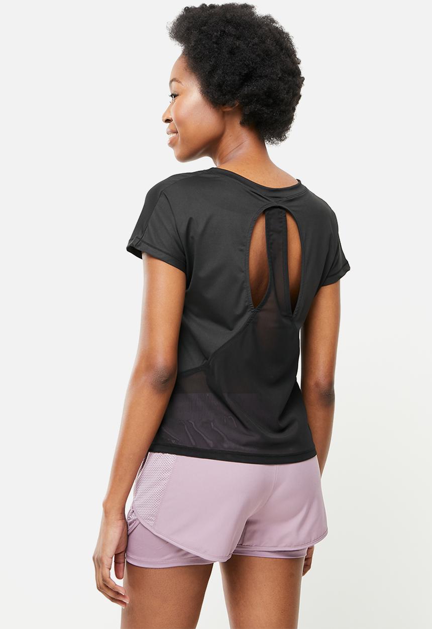 dailyfriday - Cut out back yoga top - black