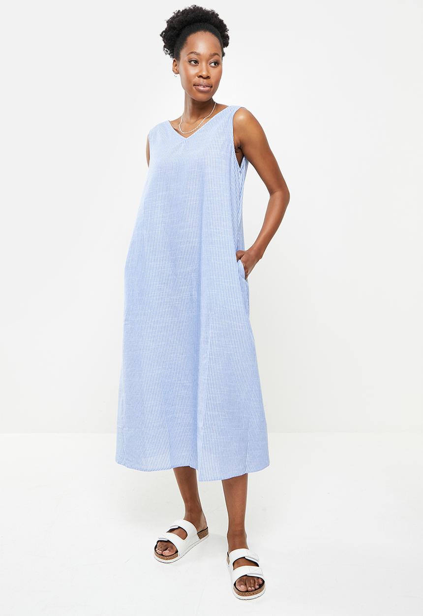dailyfriday - Maxi sleeveless dress - blue & white