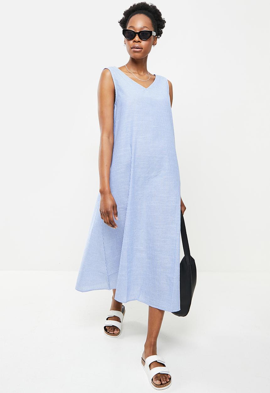 dailyfriday - Maxi sleeveless dress - blue & white