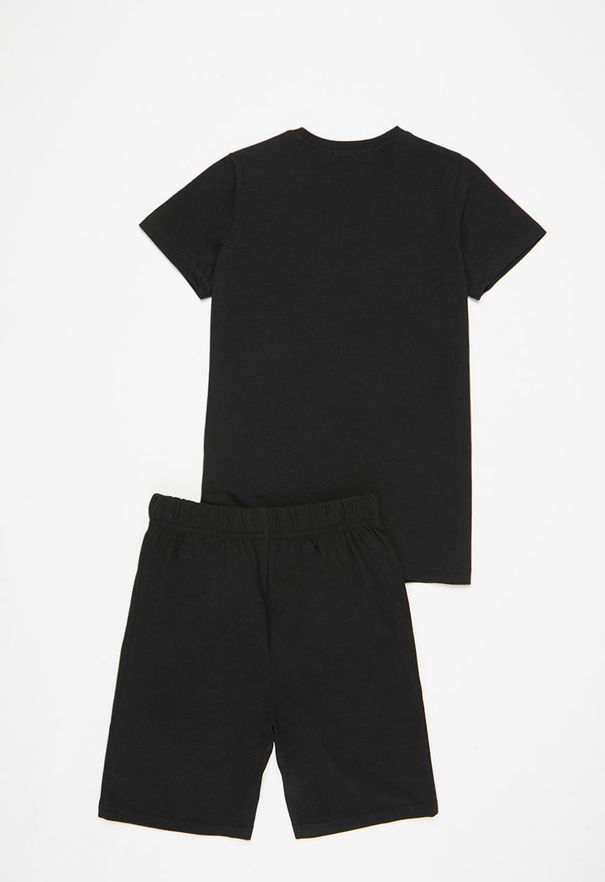 Superbalist - Older boys tee & shorts pj set - black