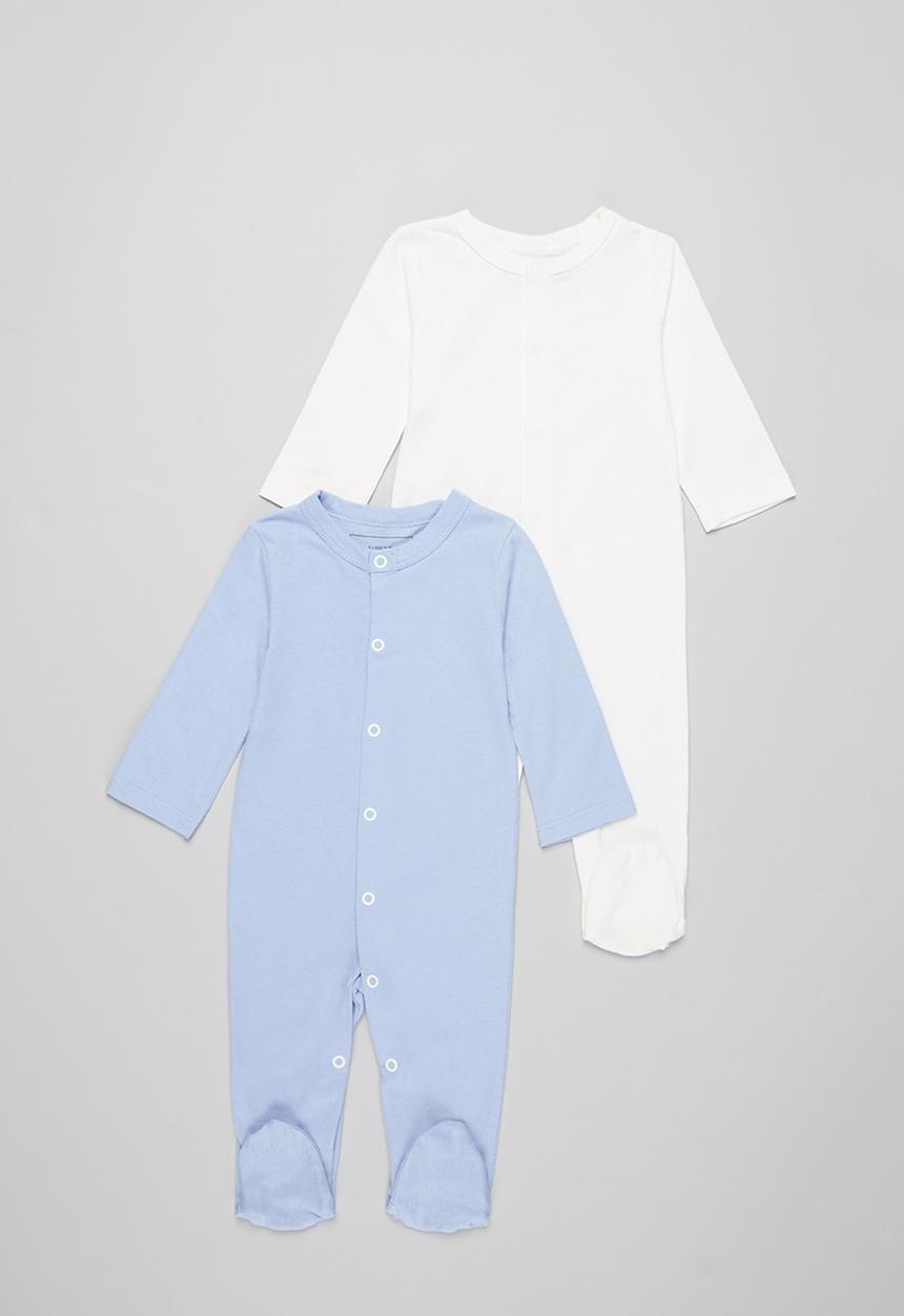 Superbalist Kids - 2 pack sleepsuit - light blue & cream