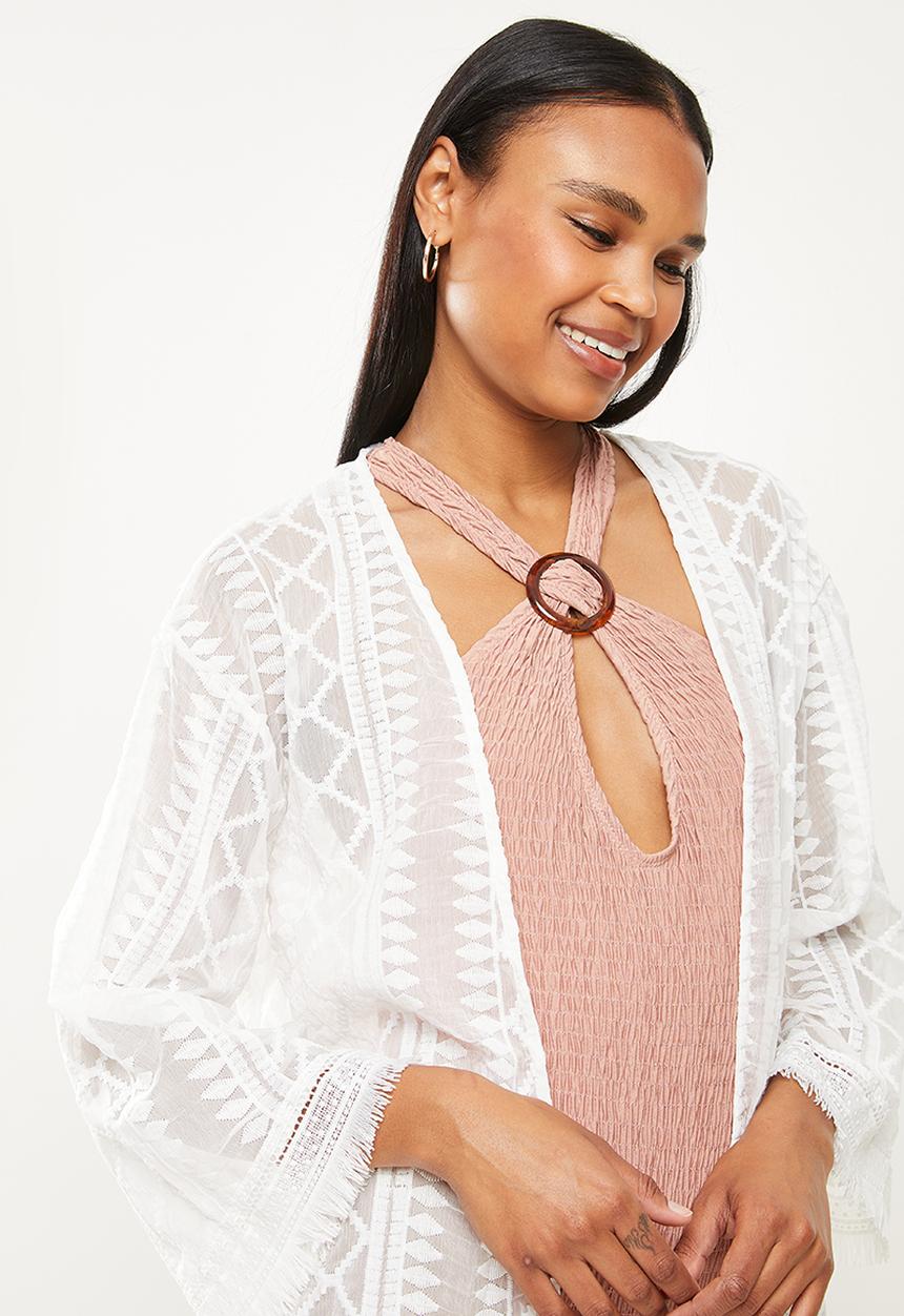 dailyfriday - Short fringed kaftan - white
