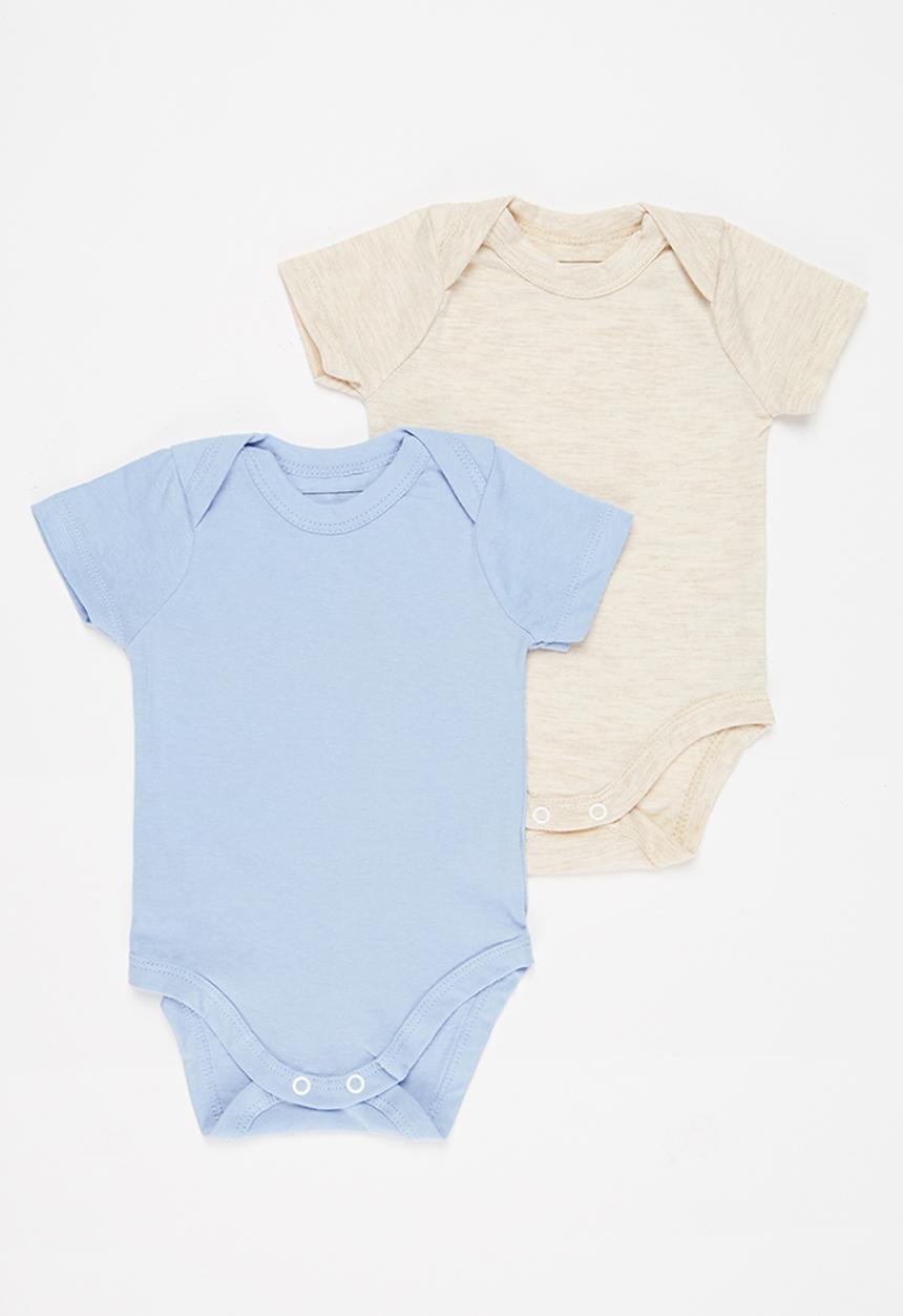 Superbalist Kids - Boys 2 pack plain vest - oatmeal & light blue 