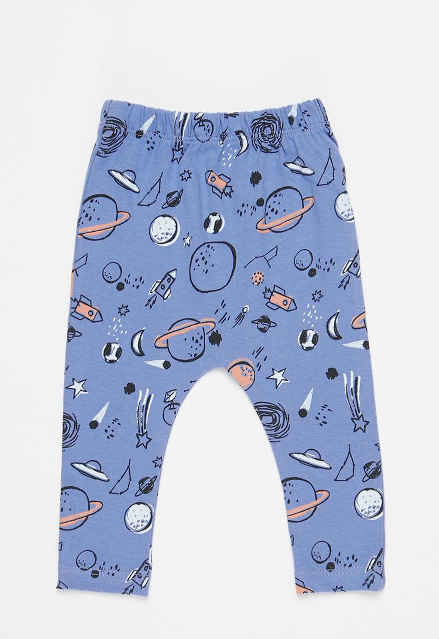 Superbalist Kids - 2 pack space leggings - blue & cream