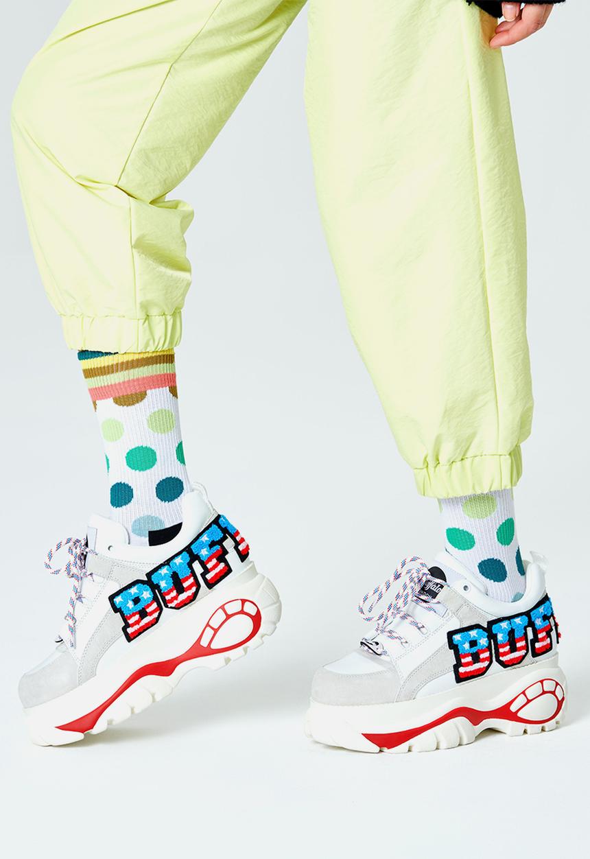 Happy Socks - Big dot crew socks - white