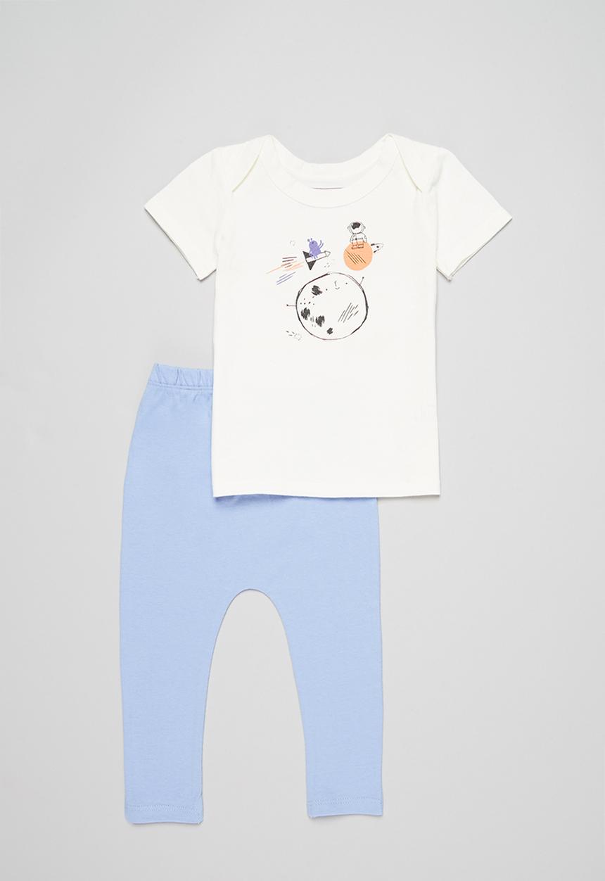 Superbalist Kids - Top & legging space set - oatmeal & blue 