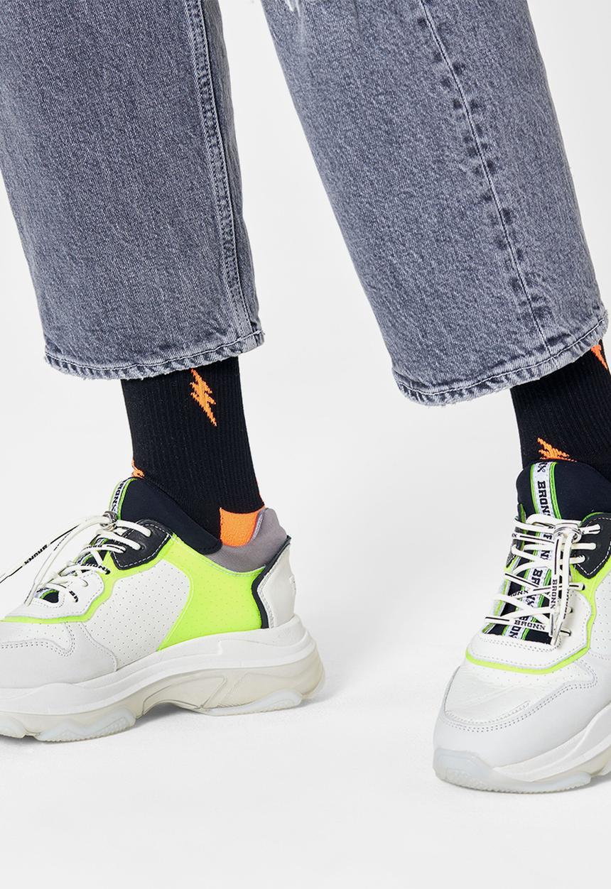 Happy Socks - Small flash crew socks - black