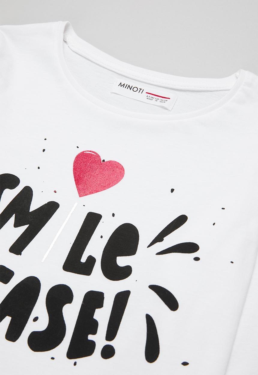 MINOTI - Girls basic smile please top - white