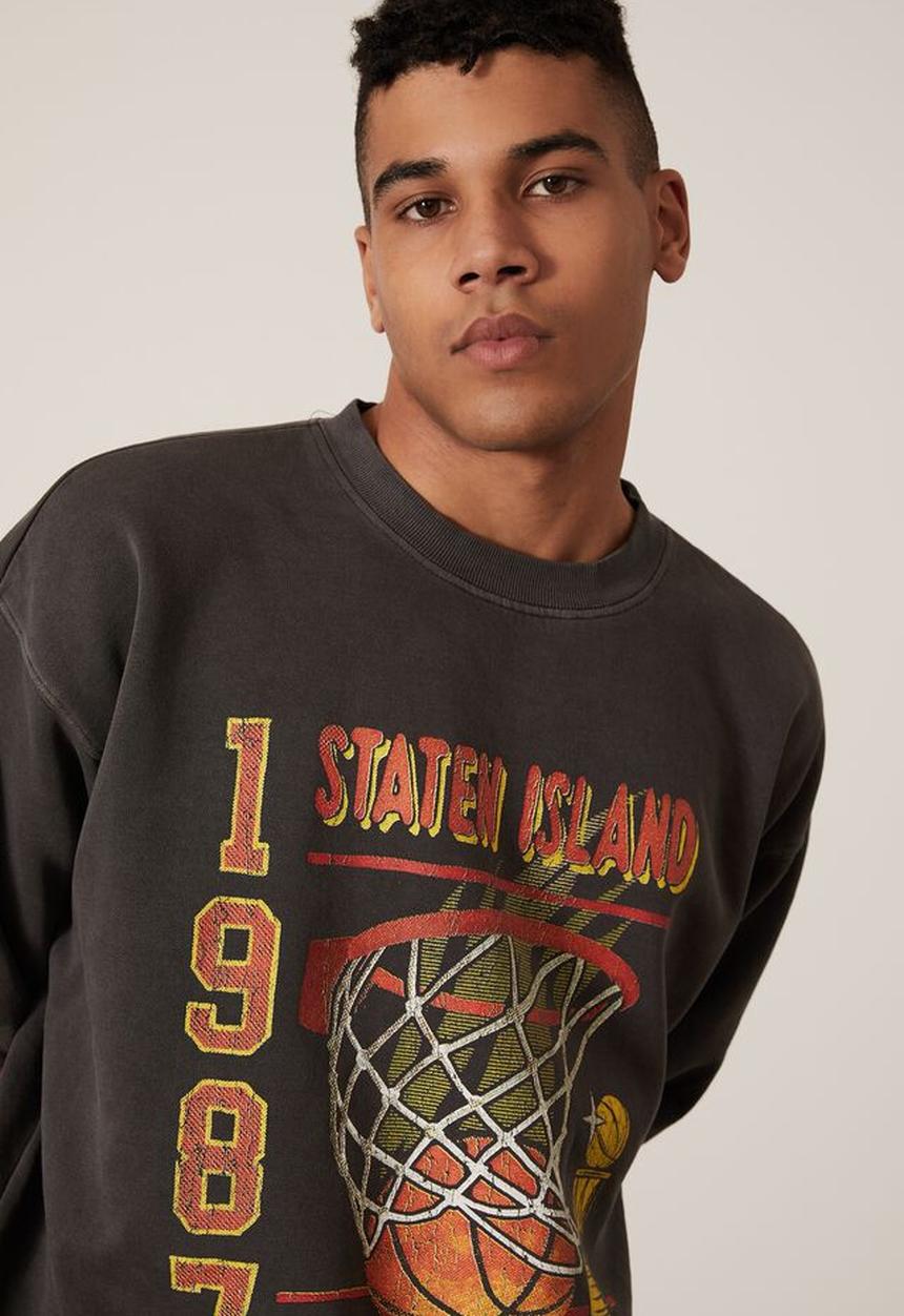 Factorie - Elite oversized crew - washed black