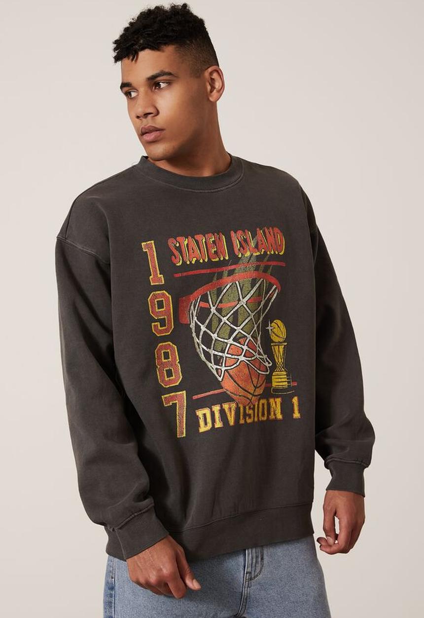 Factorie - Elite oversized crew - washed black