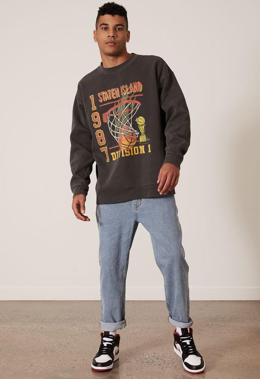 Factorie - Elite oversized crew - washed black