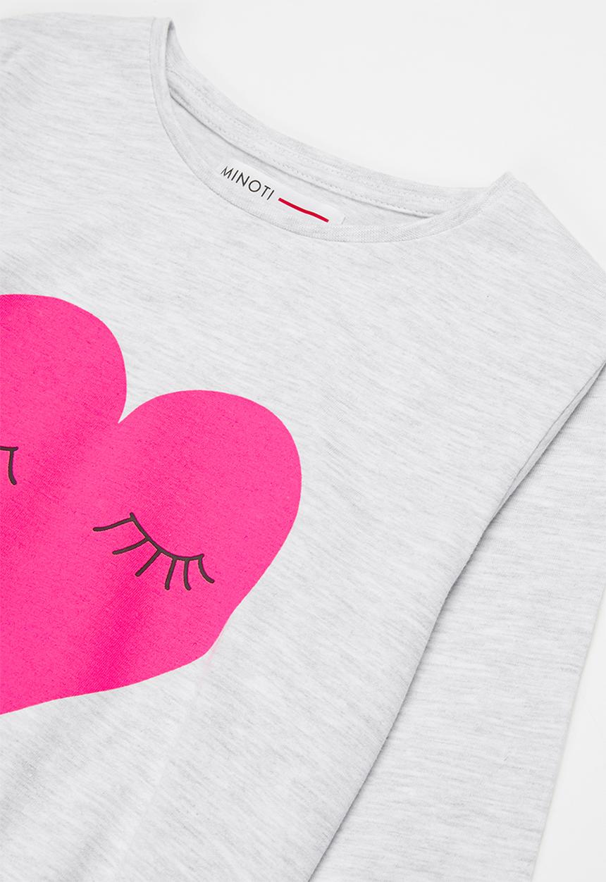 MINOTI - Girls basic heart top - light grey