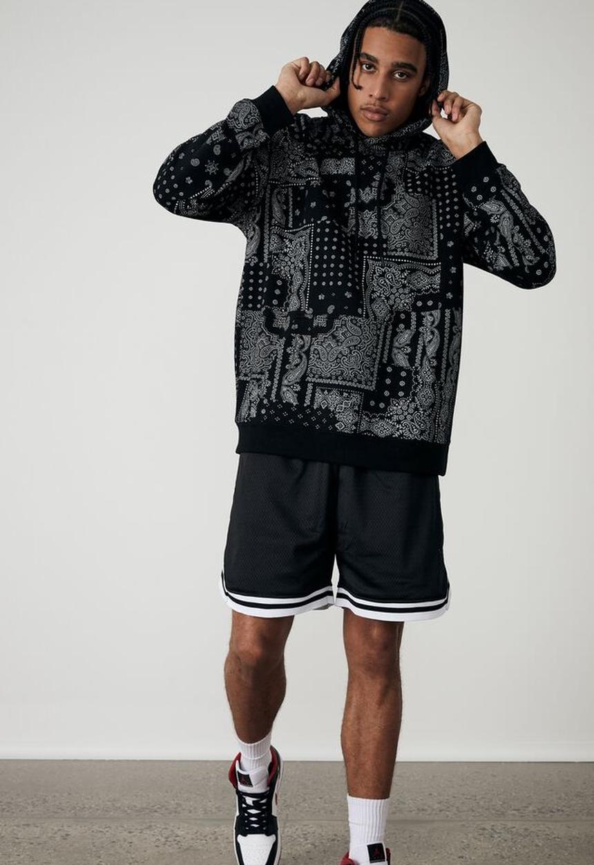 Factorie - Oversized graphic hoodie - black/bandana