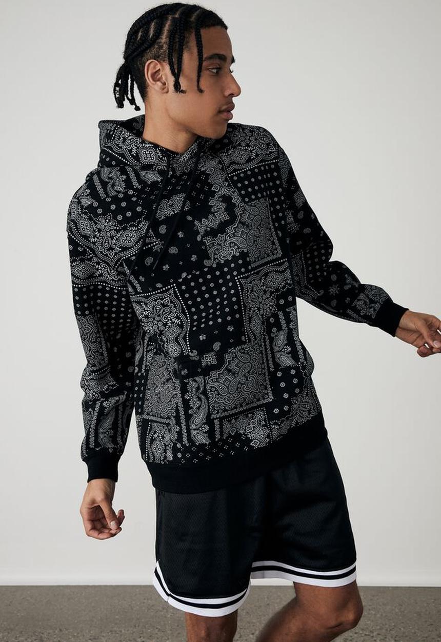 Factorie - Oversized graphic hoodie - black/bandana