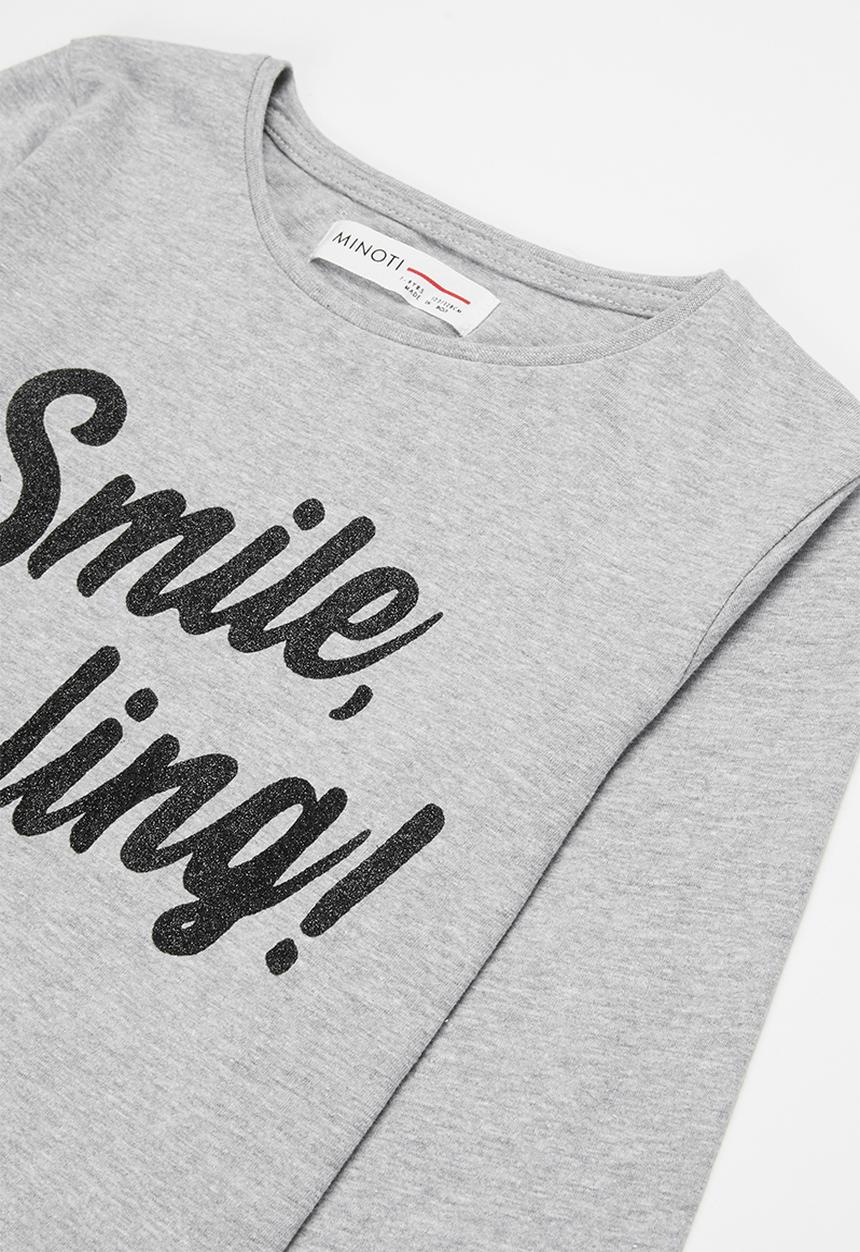 MINOTI - Tween girls basic smile darling top - grey