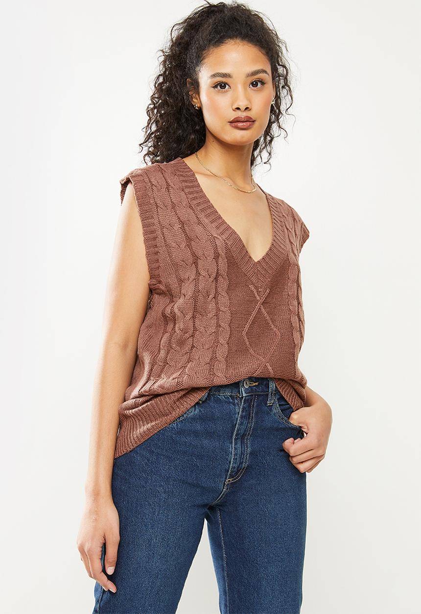dailyfriday - Cable gilet jersey - brown