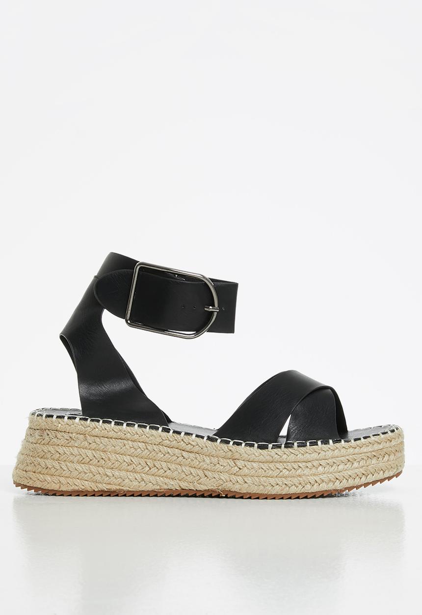 Madison® - Dineka big buckle espadrille sandal - black