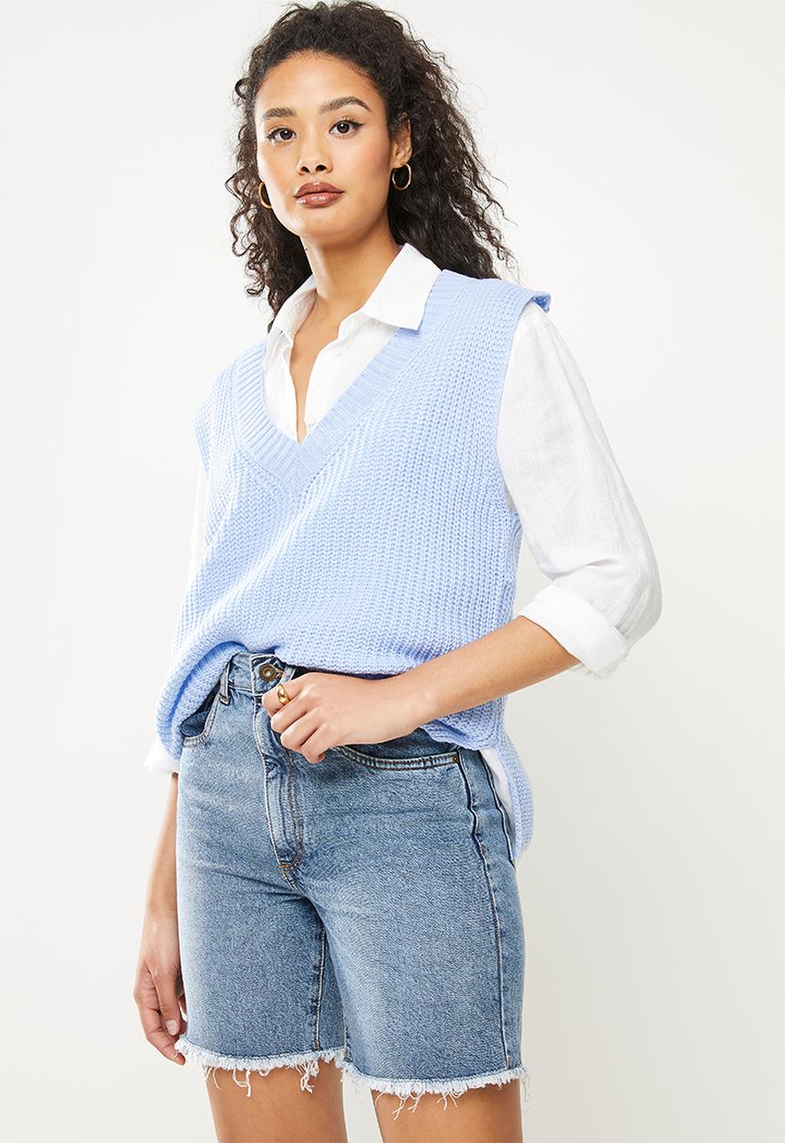 dailyfriday - V-neck gilet jersey - pale blue