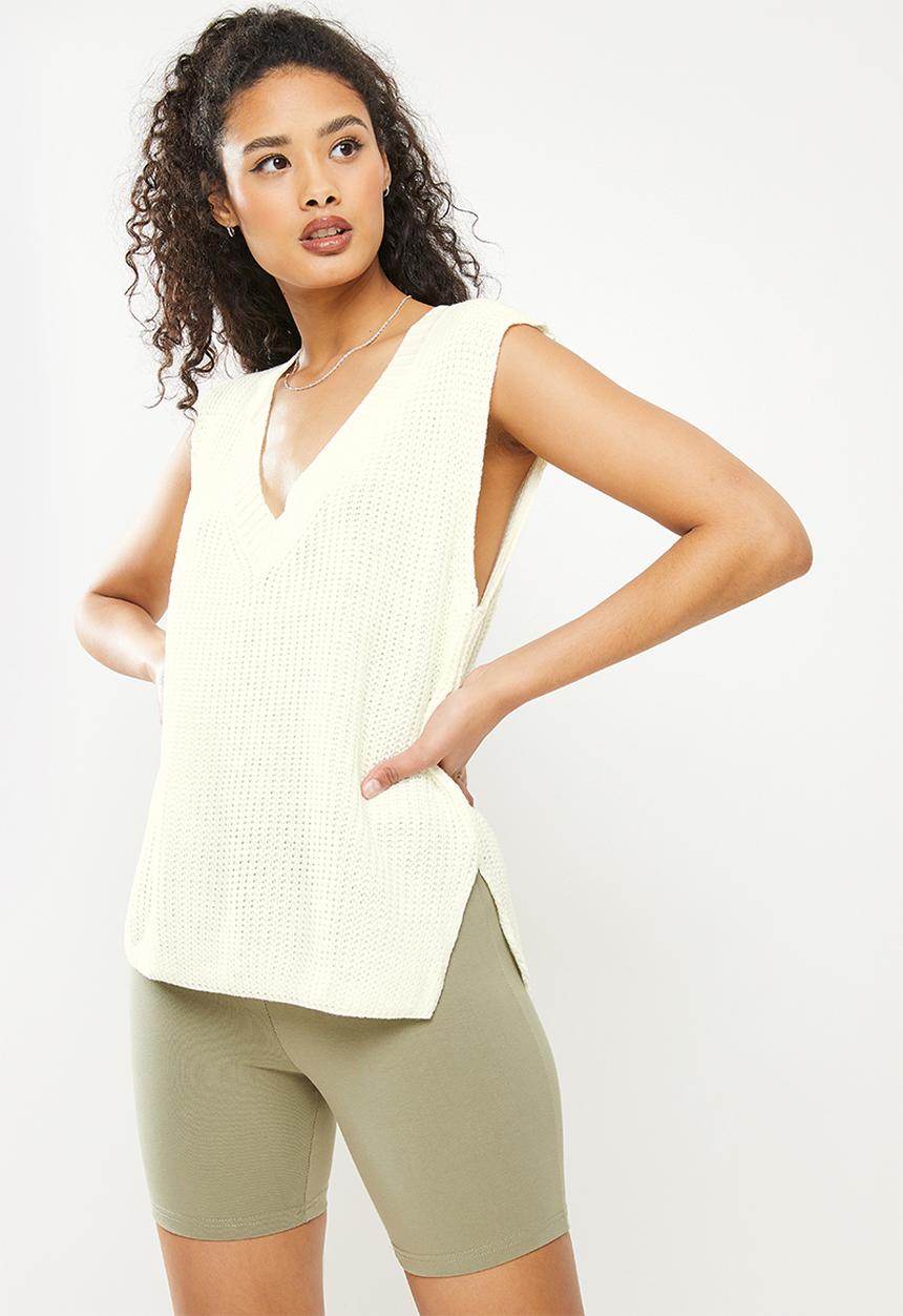 dailyfriday - V-neck gilet jersey - ecru