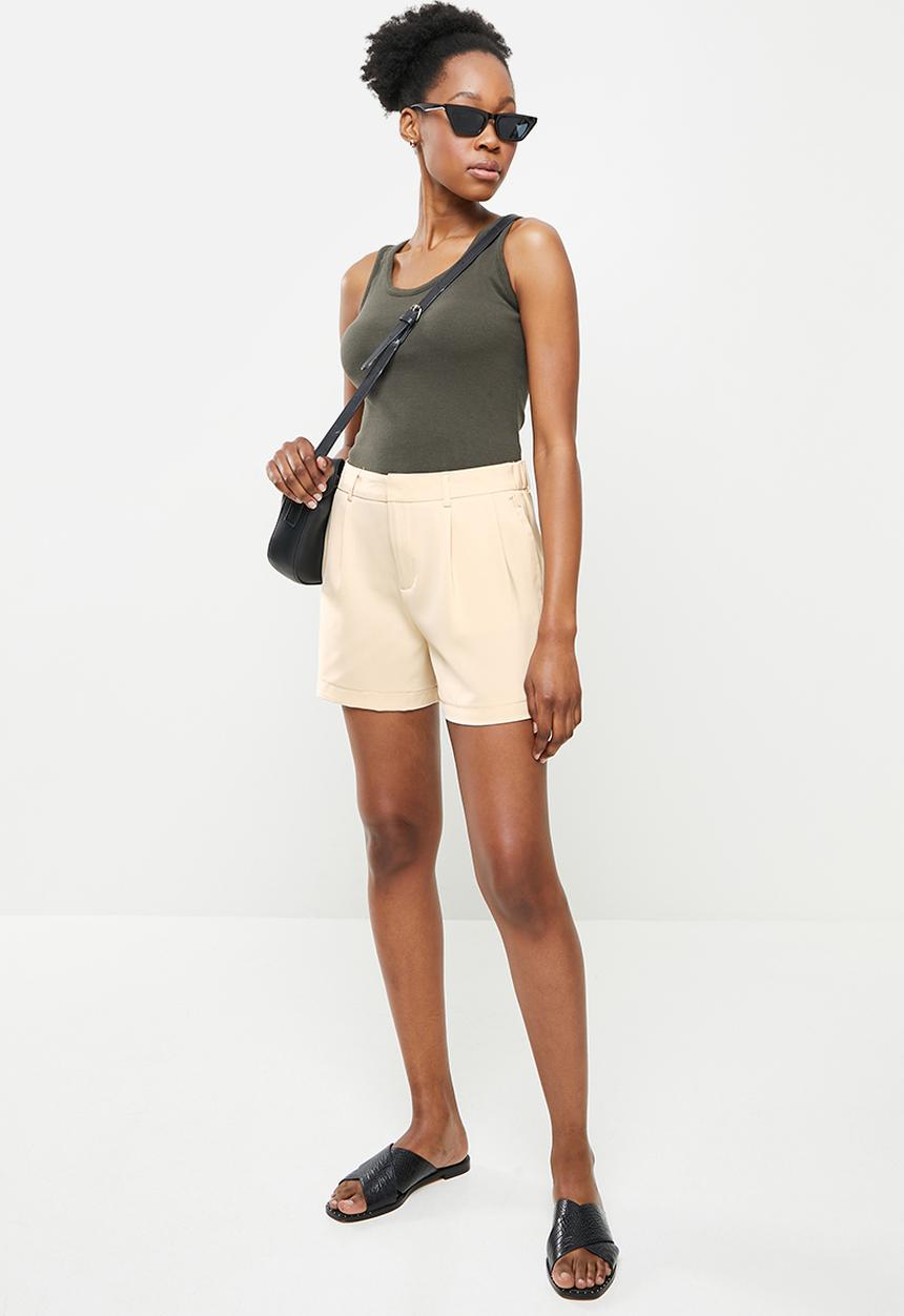 ONLY - Abena highwaist sateen shorts - neutral