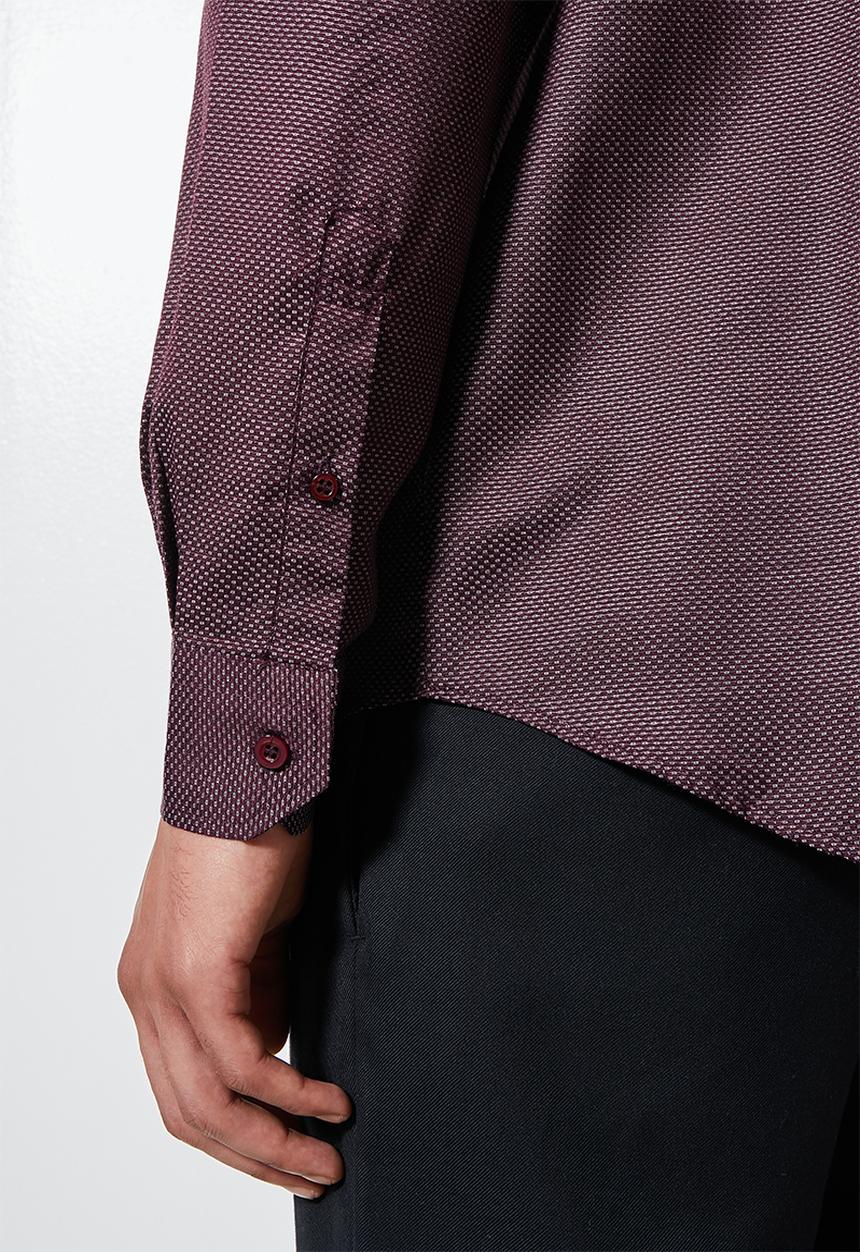 Superbalist - Jos slim pattern shirt - burgundy