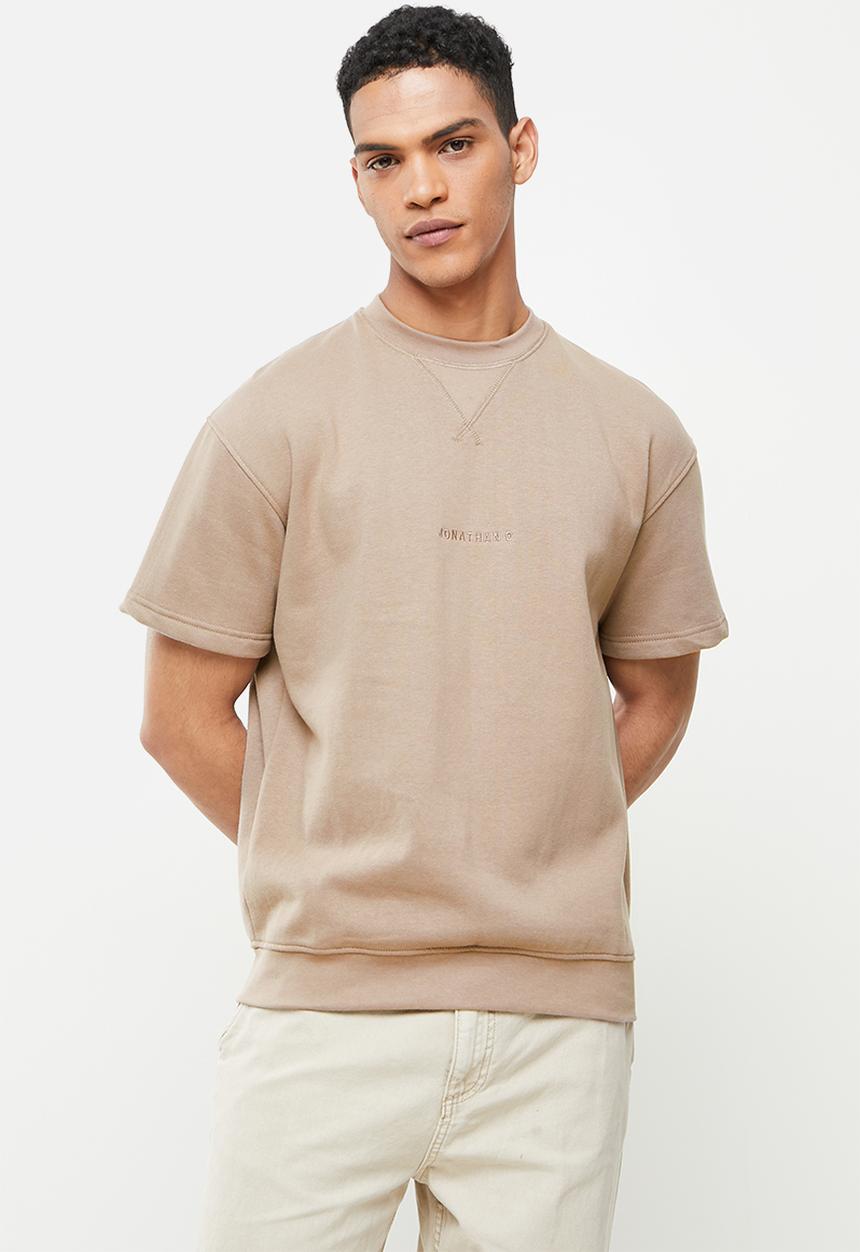 Jonathan D - Elliot oversized fit short sleeve sweater - taupe