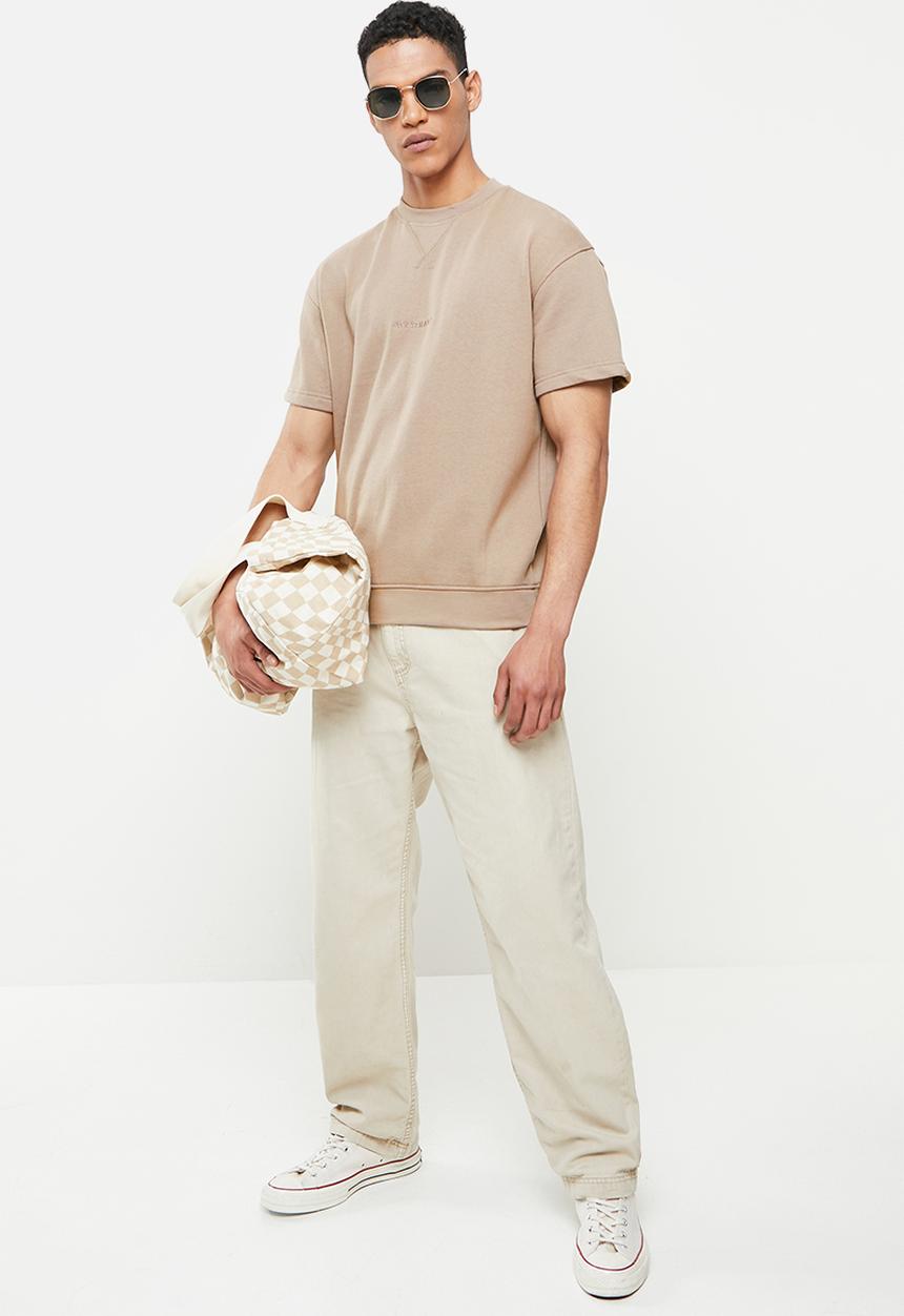 Jonathan D - Elliot oversized fit short sleeve sweater - taupe